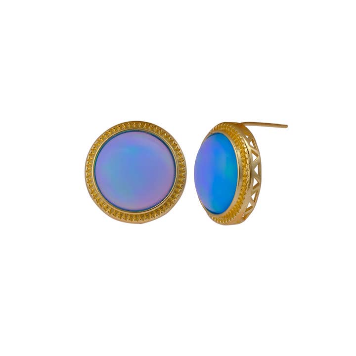 El Joyero – wholesale Stud/post earrings – Round Cabochon Fire Opal Handmade October Birthstone Stud4