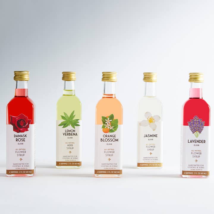 Floral Elixir Co. - Wholesale Cocktailmix/siroop - Cocktailset voor theeliefhebbers. 5-pack bloemensiropen.1