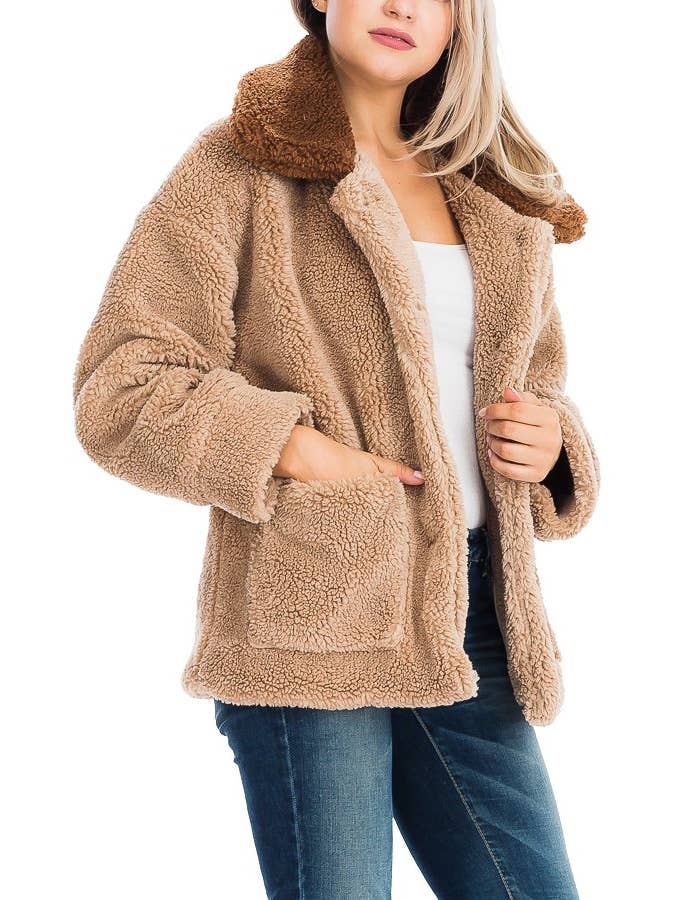 Cap Zone - Wholesale Shirt Jacket/Shacket - Women’s - Corduroy Teddy Blend Retro 90s Shacket