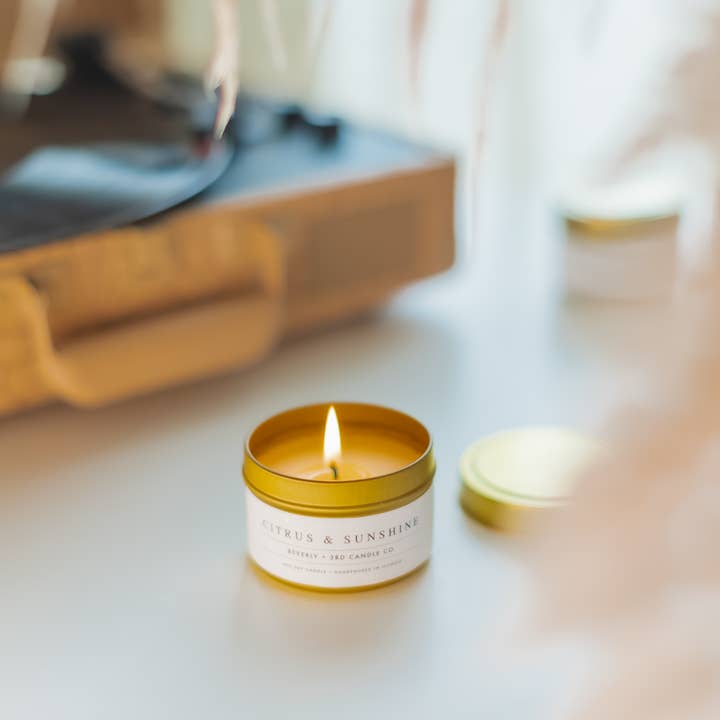 Beverly and 3rd Candle Co. - Wholesale Travel Candles - Cozy Nights 4oz Travel Tin - Soy Candle