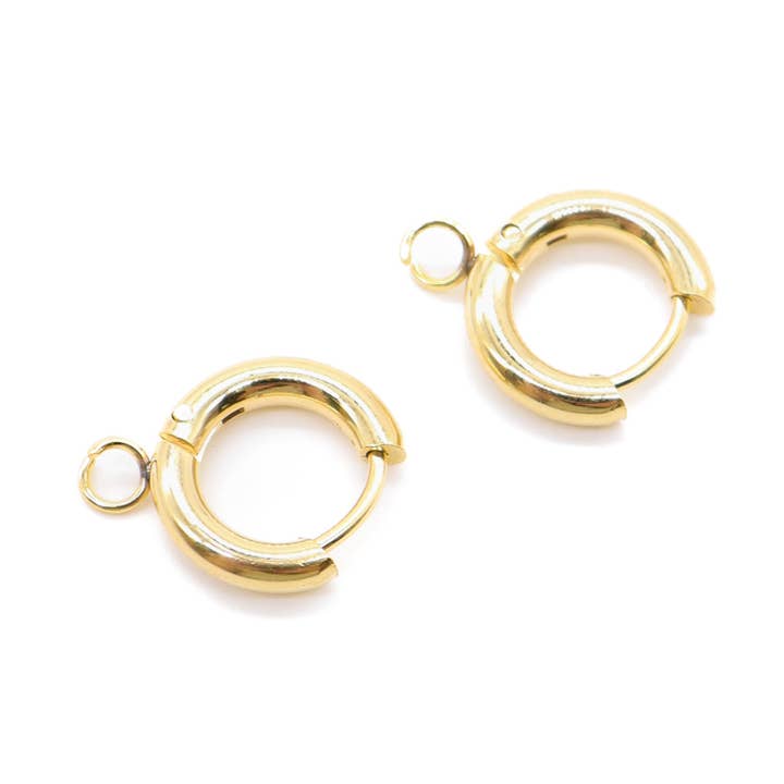 Gold Huggie Hoop Dangle Earring Findings | Pair for wholesale by The Charm Bar Company