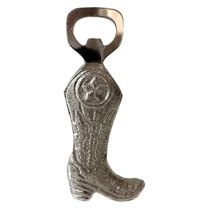 India Handicrafts Inc - Wholesale Bottle/Wine Opener - Nickel Etched Cowboy Boot Bottle Opener