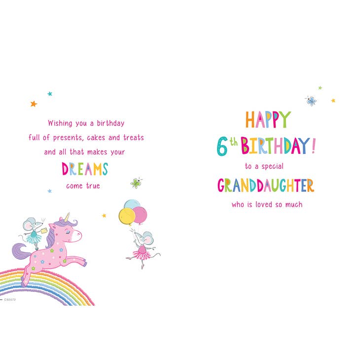 Piccadilly Greetings - Wholesale Birthday Card - Juvenile Birthday Card, Age 6 Granddaug, Unicorn & Friends1