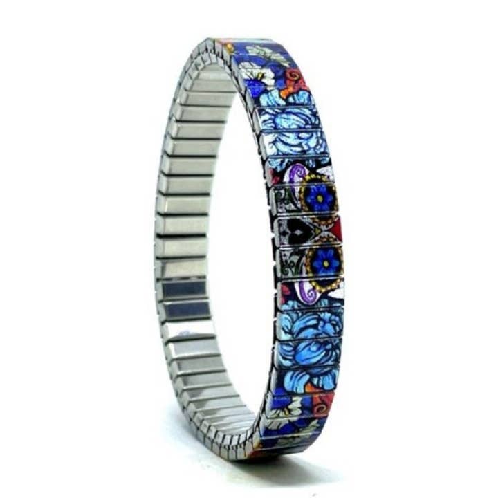 Stainless steel 10mm bracelet - Sugar Skulls 12S10 for wholesale by Urband London