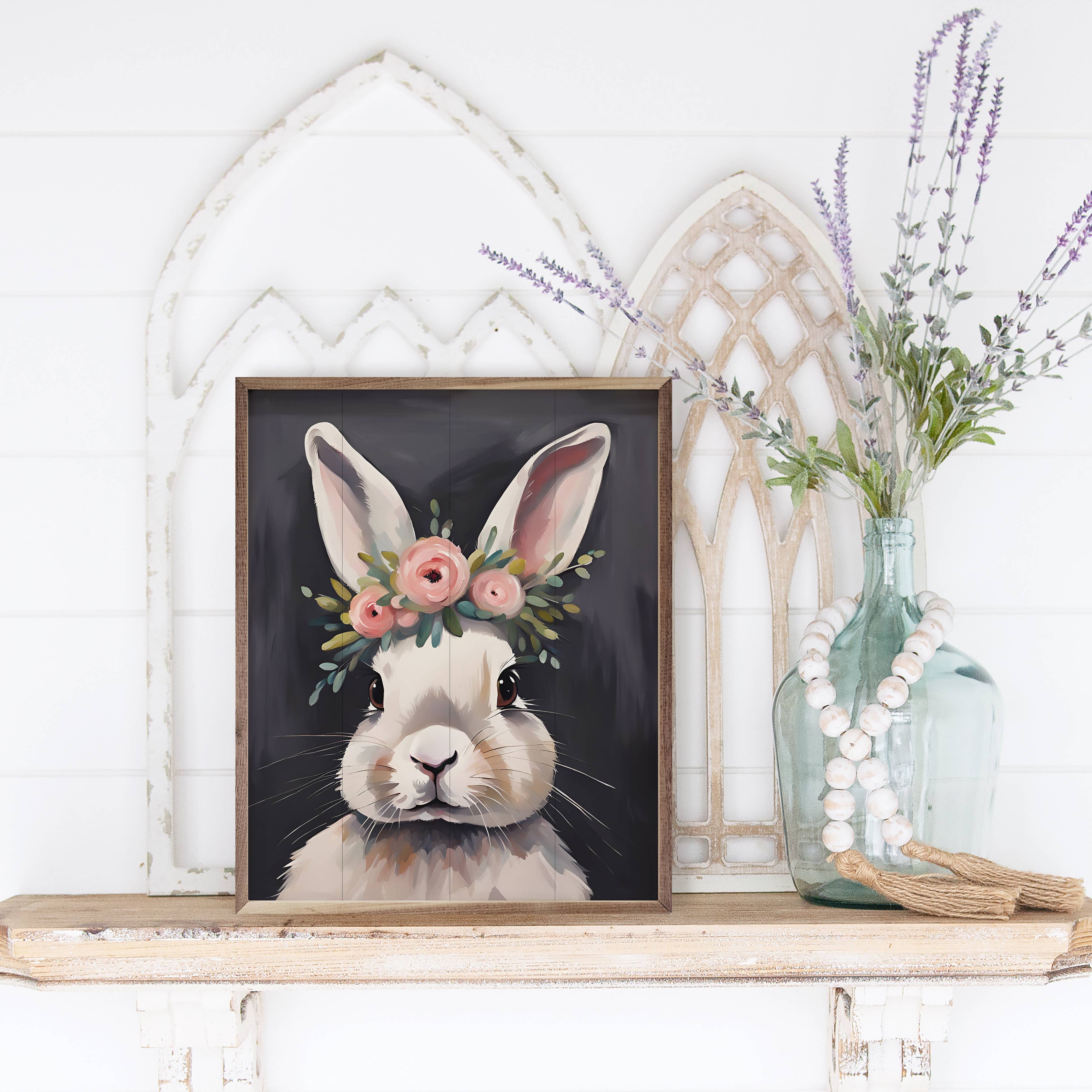 Kendrick Home - Wholesale Sign - Bunny With Flower Crown Black2