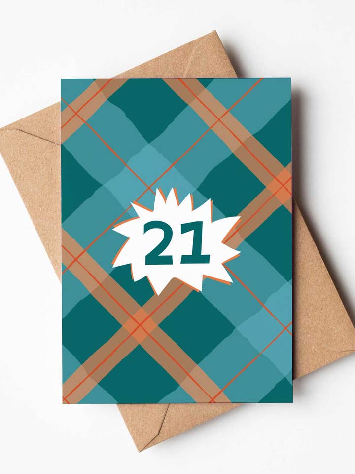 '21' Birthday Age Tartan Inspired Scottish Card for wholesale by Hiya Pal