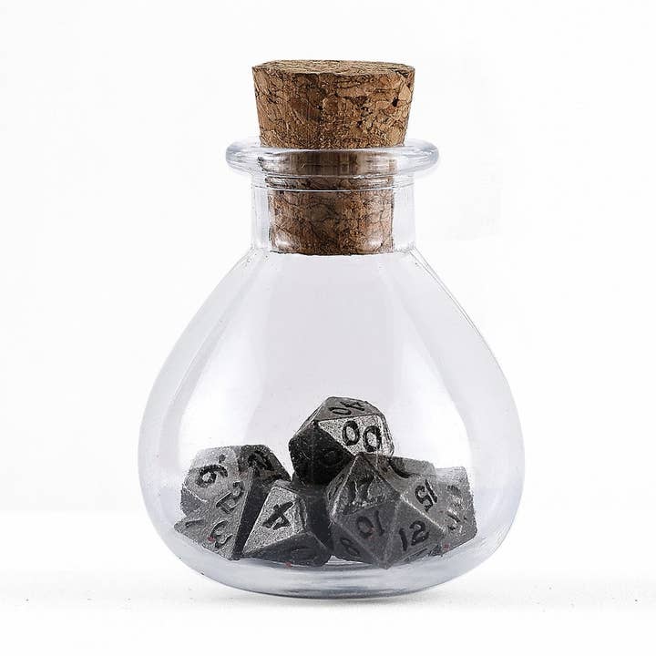 Unseelie Mini Metal RPG Dice Set  - Ancient Silver for wholesale by Hymgho Premium Dice