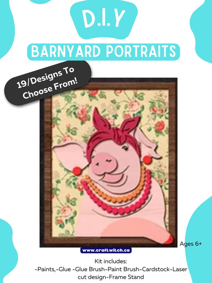Barnyard Animal Wooden Layered Portrait-Pig for wholesale by The Craft Witch