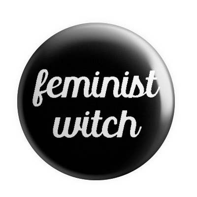 Feminist Witch Pinback Button/ Badge for wholesale by Prickly Cactus Collage