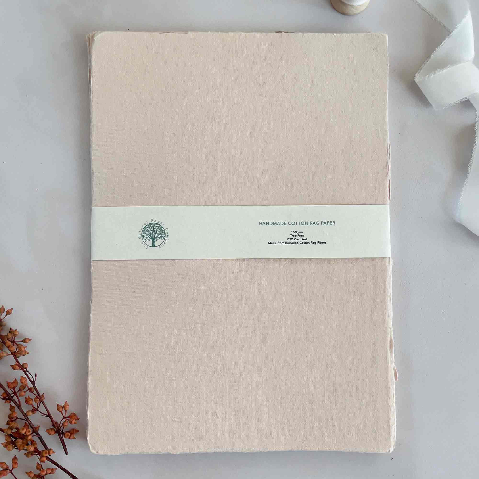 The Natural Paper Company - Wholesale Stationery/Notecard Set - Misty Rose Handmade Cotton Rag Paper, Card and Envelopes1