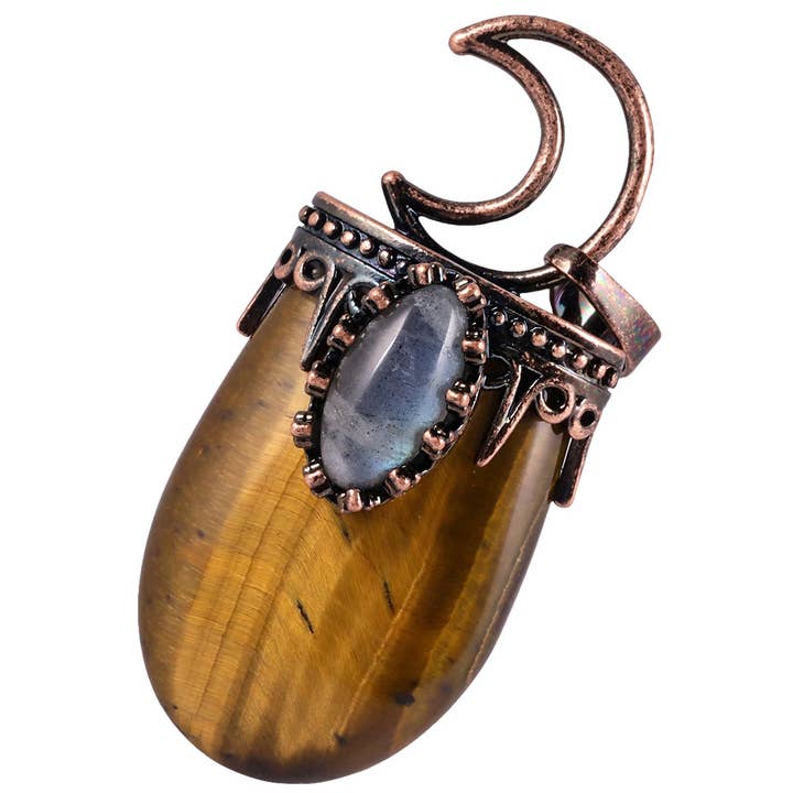 GemMeet - Wholesale Individual charm/pendant - Bronze Crown Crescent Pendant Surrounded by Crystals3