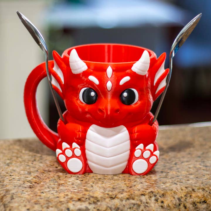 Chibi Dragon Ice Cream Pint Holder Sleeve with Spoon Slots for wholesale by Modern Wood Cases
