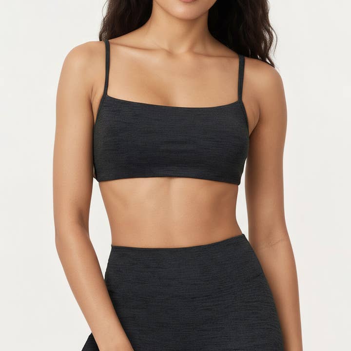 Active by Anna-Kaci - Wholesale Bralette - Women's - Seamless Rib Knit Bralette Top with Adjustable Spaghetti Str12