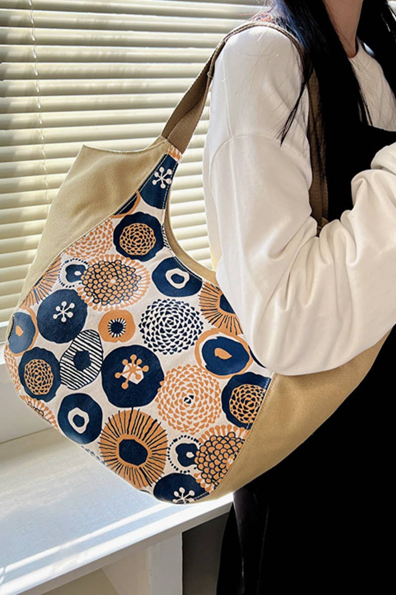 ACCITY - Wholesale Shoulder Bag - Women's - MODERN PATTERNED CASUAL CANVAS SHOULDER BAG_CWAB05113