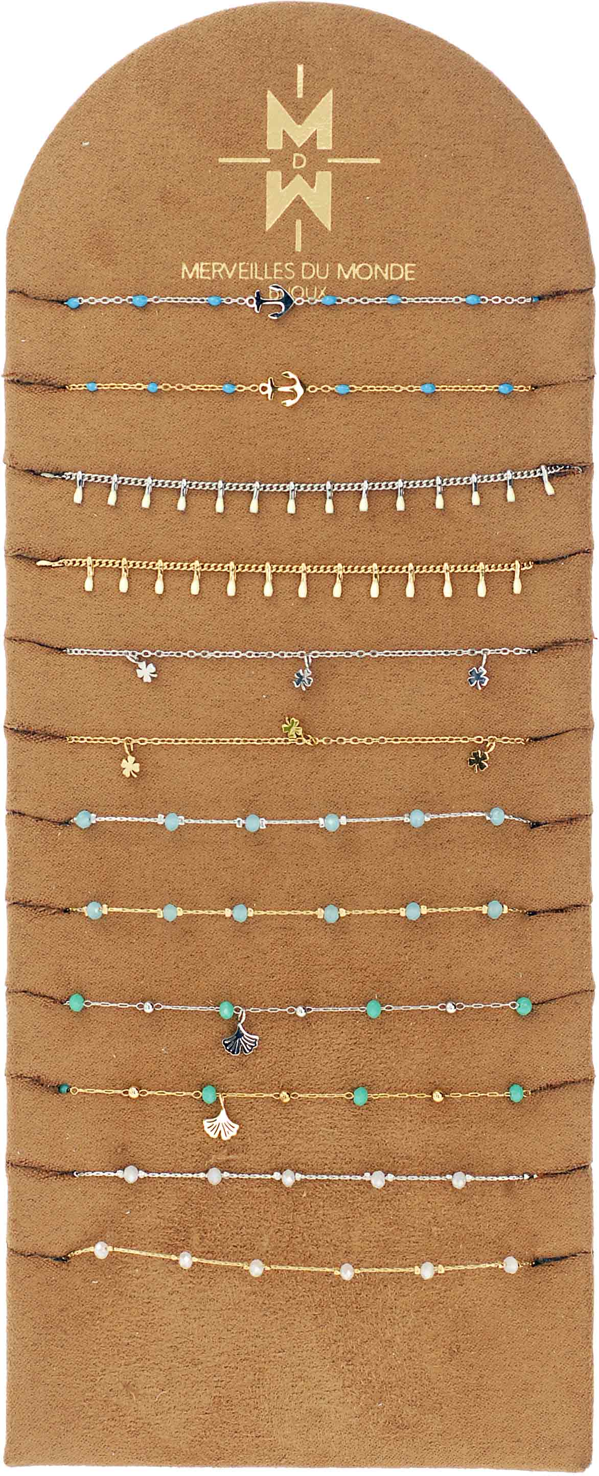 Merveilles du Monde - Wholesale Jewelry Set - Cards of 12 ankle chains1