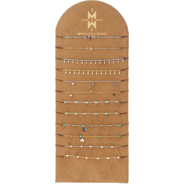 Merveilles du Monde - Wholesale Jewelry Set - Cards of 12 ankle chains1