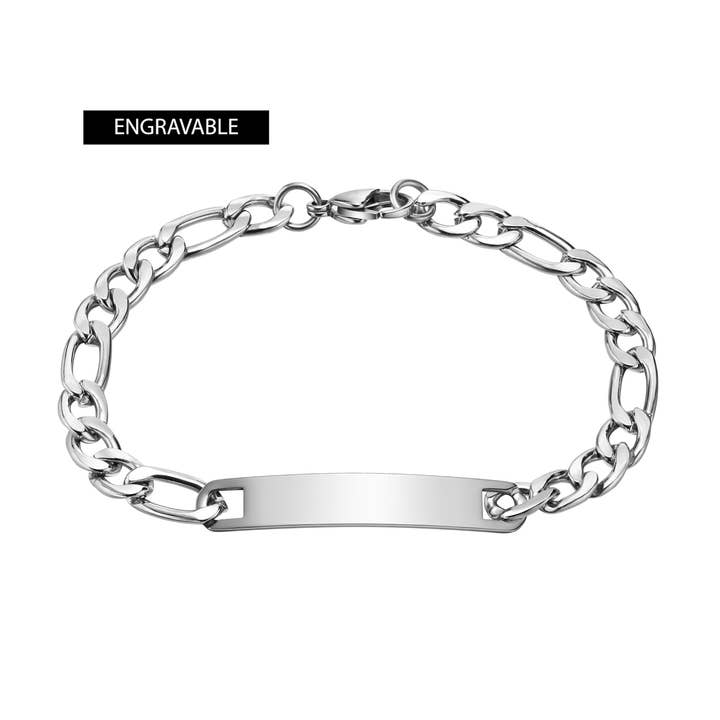 Namensschild-Armband, Figaro-Kette, 6,8 mm für den Großhandel von PAXPARIS