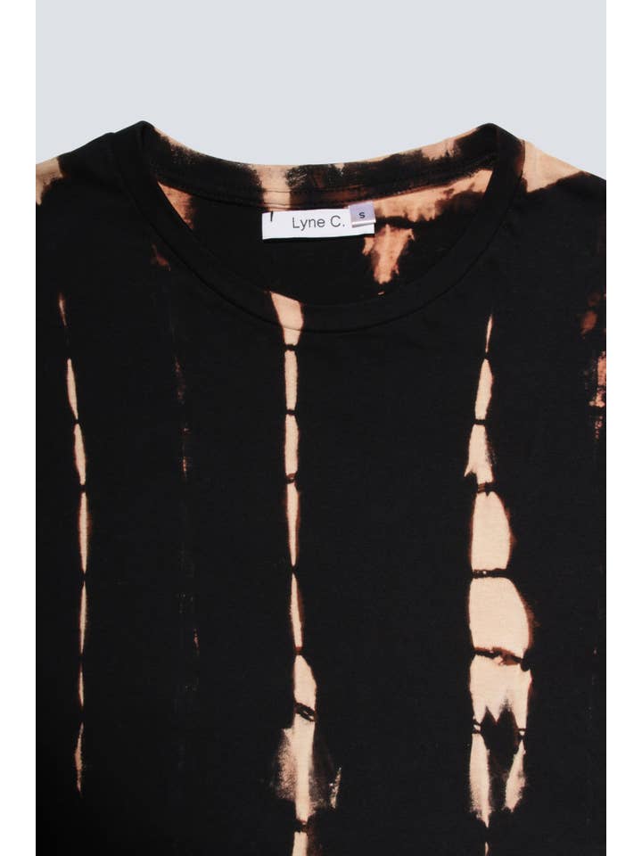Lyne C. – wholesale T-shirt (utan tryck) – Dam – T-shirt-svart-batik beige