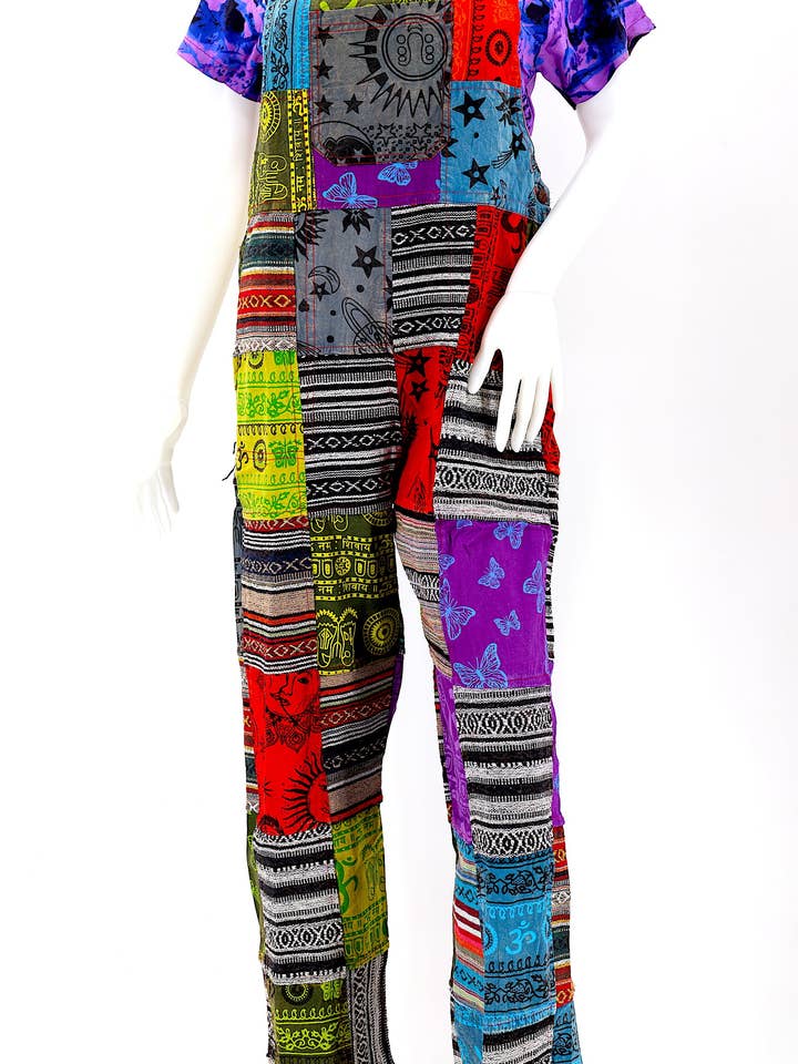 Cotton Hippie Handmade Gheri Patchwork Pant Style Bohemian Overalls for wholesale by Himalaya Handmade