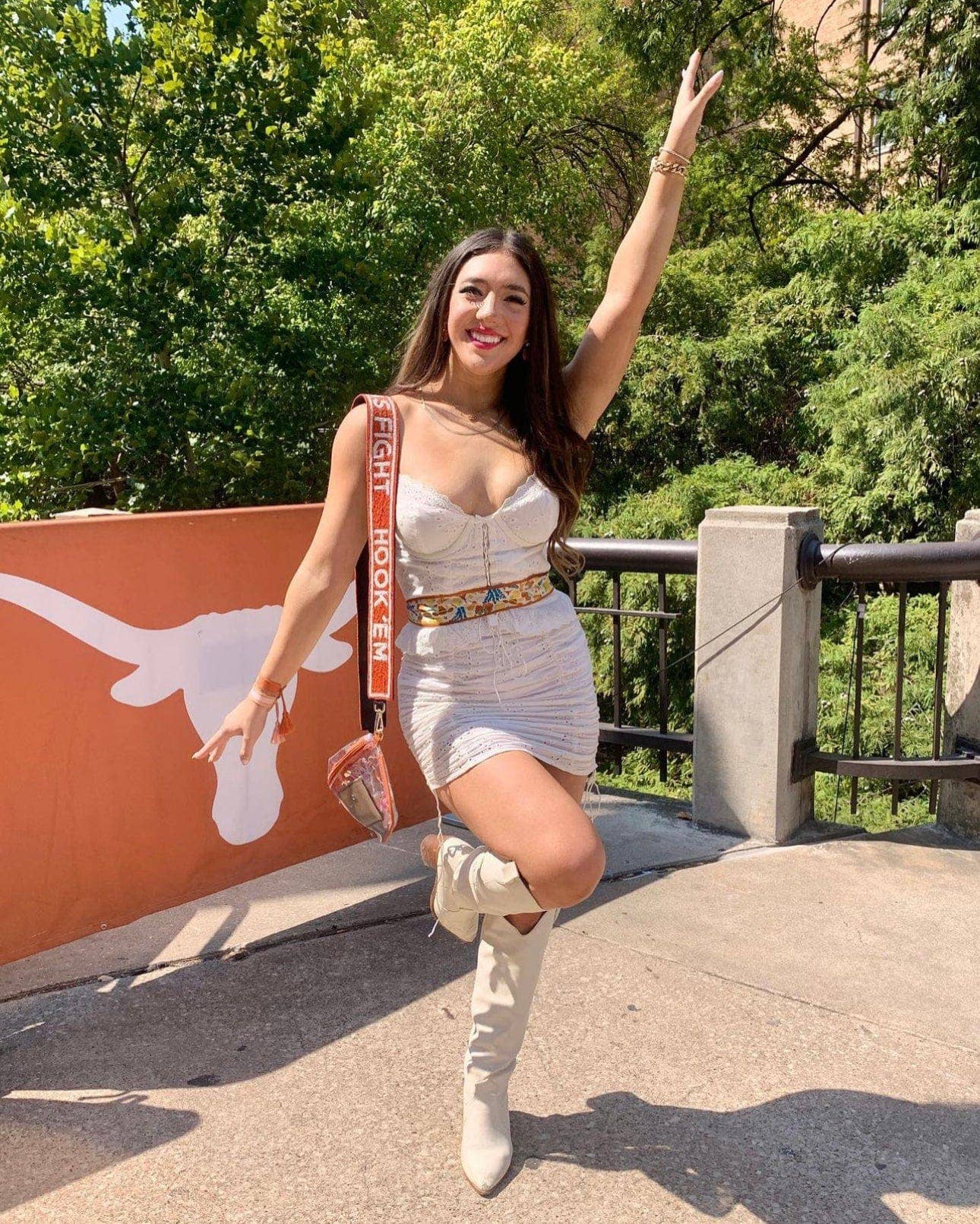 Desden – Alça - Mulher por atacado – Alça de Bolsa com Missangas Hook Em para Texas Longhorns em Laranja Queimado e Branco por Desden5