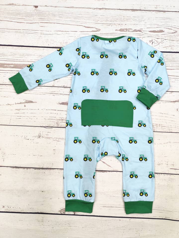 sassy kids palace - Wholesale Sleepsuit - Baby - Boy Tractor Print Zip Sleeper1