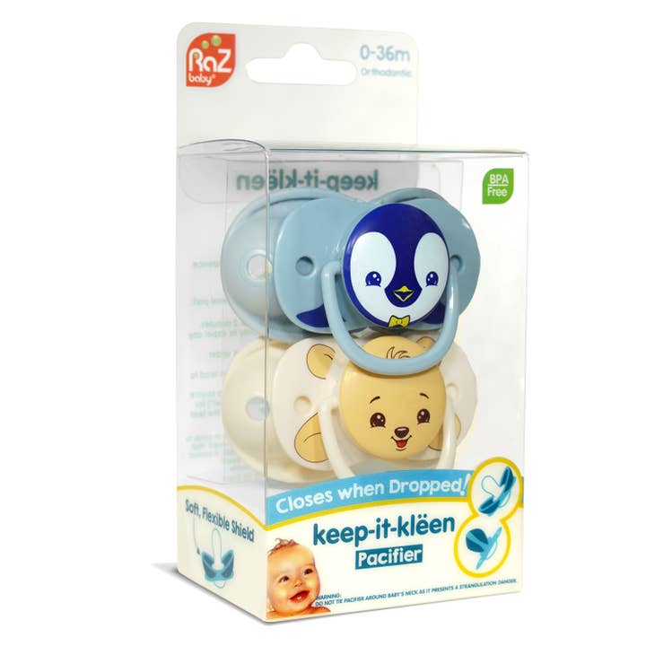 RaZbaby - Wholesale Pacifier - Baby - keep-it-kleen Pacifier 2PK - Penguin & Bear
