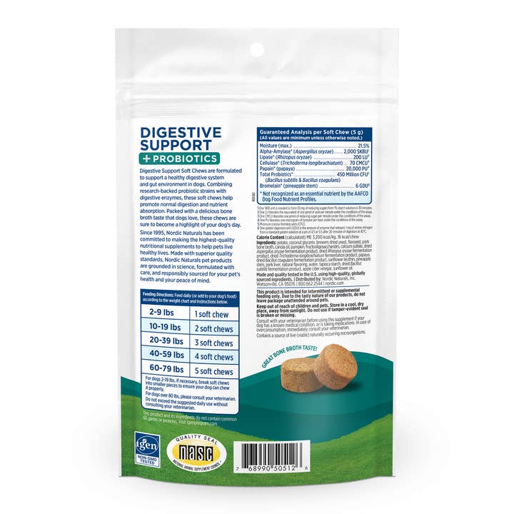 Nordic Naturals - Wholesale Pet Supplement - Dog - Pet Digestive Support + Probiotics Soft Chews 30ct2