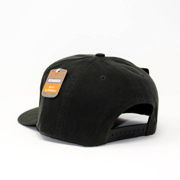 The Mad Hatter Co - Wholesale Flat Brim Cap - Unisex - MHC Leather Feather 937 Trucker Hat Dark Olive