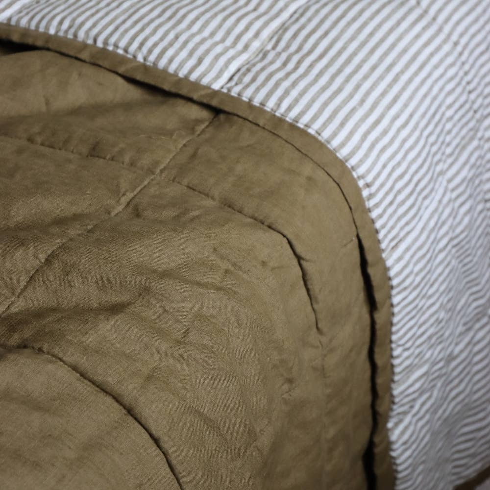 Ellenvale Trade - Vendita all'ingrosso Plaid - Trapunta di lusso in lino oliva trapuntato1