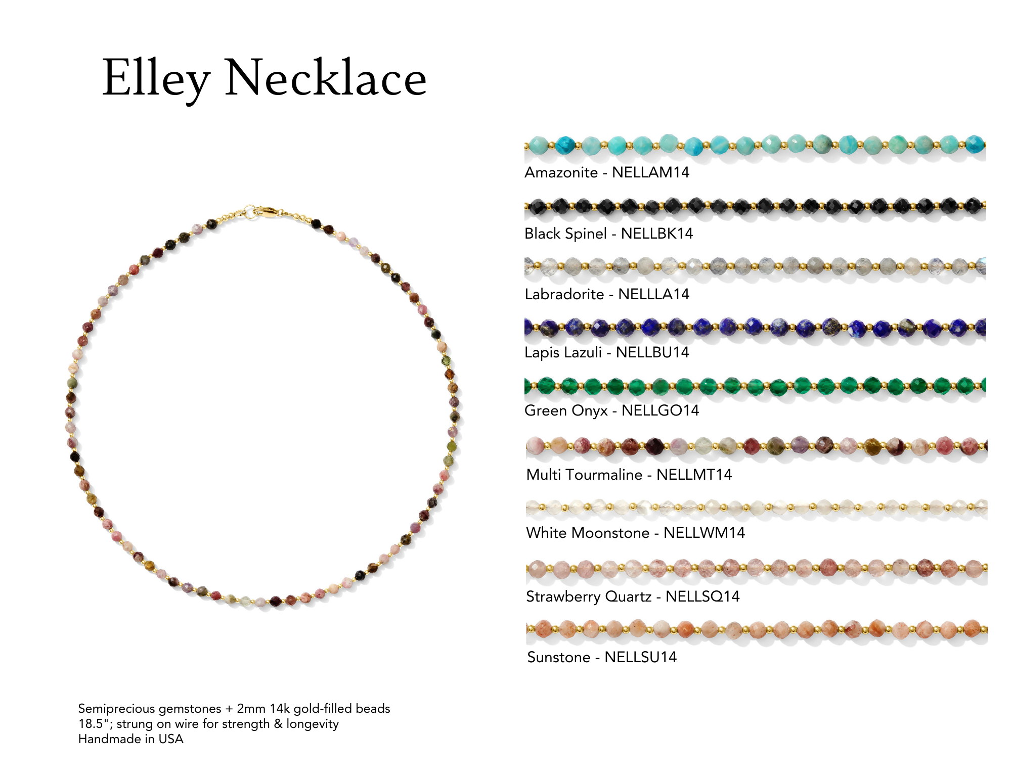 Kaylie Dawn Jewelry - Wholesale Beaded/Pearl Necklace - Elley Faceted Gemstone Necklace Handmade in USA Gold Filled9