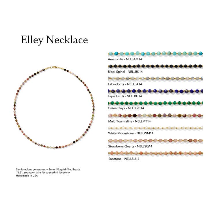 Kaylie Dawn Jewelry - Wholesale Beaded/Pearl Necklace - Elley Faceted Gemstone Necklace Handmade in USA Gold Filled9