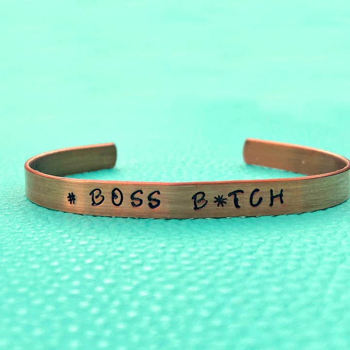 #Boss B*tch Hand Stamped Cuff Bracelet for wholesale by Handmade by Marlayna