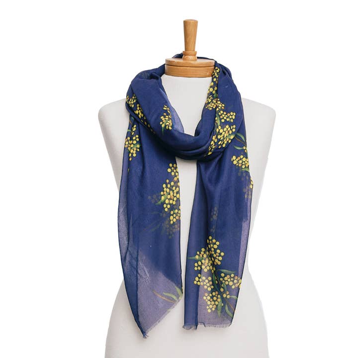 AGCS1016: Navy: Golden Wattle Scarf for wholesale by Australiana Gifts Co