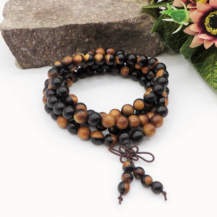 Atisha Spiritual Shop - Vendita all'ingrosso Bracciale con perline - KADAM ~ JAPAMALA 108 grani in legno di sandalo naturale - Bracciale / Collana - sandalwood