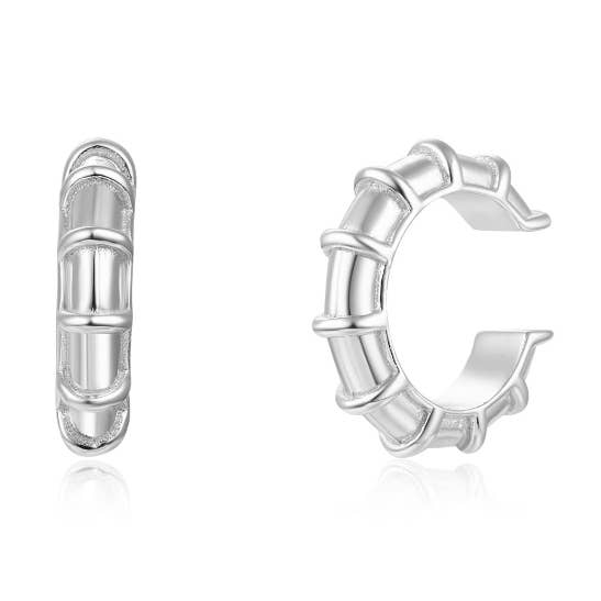 Buganto - Wholesale Cuff/Wrap Earrings - Long earcuff earrings bamboo 13 mm silver rodi0