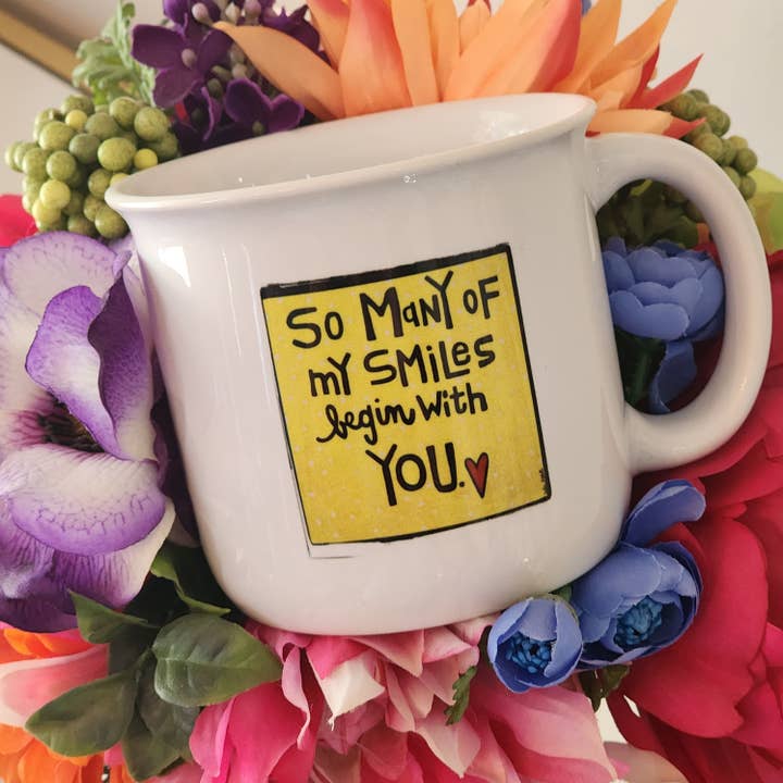 So Many Smiles Campfire Mug for wholesale by Julie Abbott Art