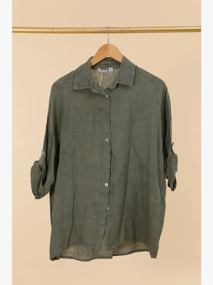 la maison des fibres naturelles - Wholesale Button Down Shirt - Women's - SHIRT 20090 +SIZE 100%Linen6