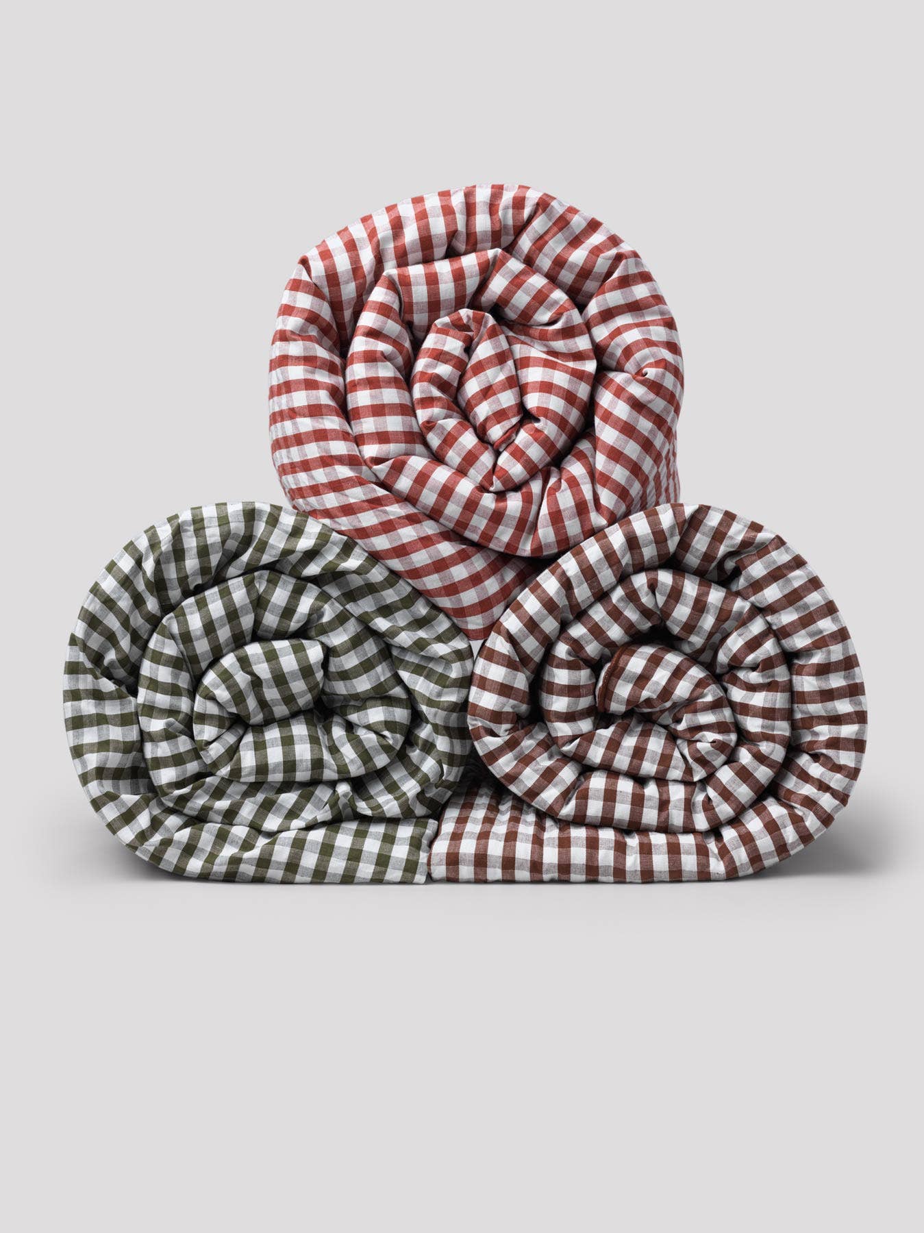 Les Pensionnaires – Großhandel Bettdecke – Bettdecke aus Leinen/Baumwolle mit rostfarbenem Vichy-Karo1