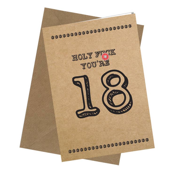Carte d'anniversaire Holy Fuck Milestone, qualité 350 g.
pour la vente par Close to the Bone Greeting Cards and Gifts