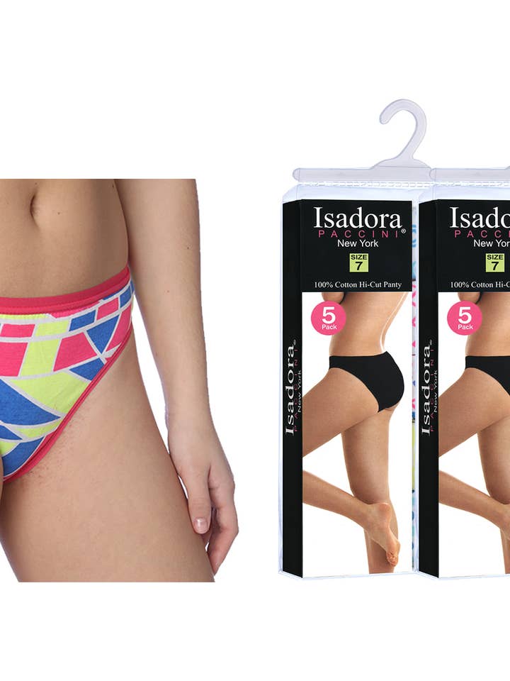 Isadora, Tipi toe, & James Fiallo - Wholesale Underwear - Women's - Isadora 5 Pack High Cut Cotton Panty/Underwear3
