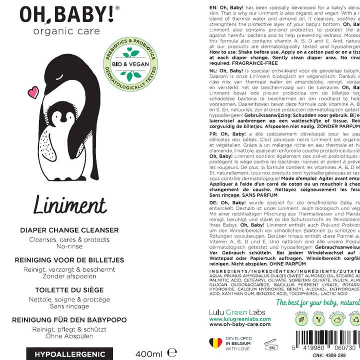 Oh, Baby! Organic Care - Wholesale Diaper Cream - Oh, Baby! Diaper change cleanser 400ml I 2in1 4