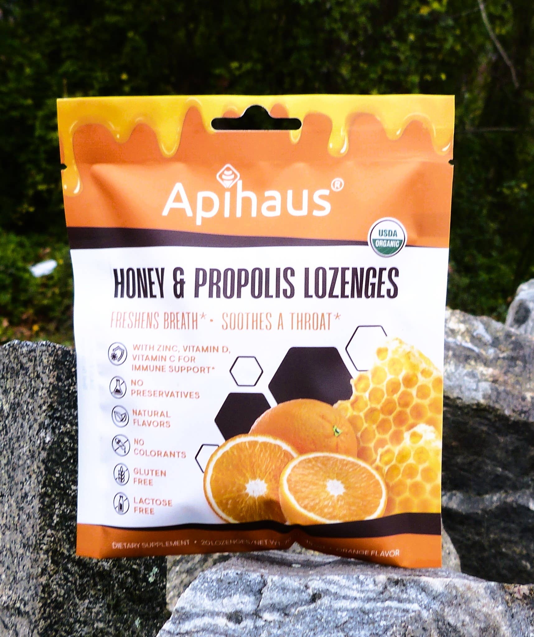 Vando Naturals - Wholesale Lozenges/cough drops - Apihaus Honey and Propolis Lozenges Orange Flavor  20 pcs4