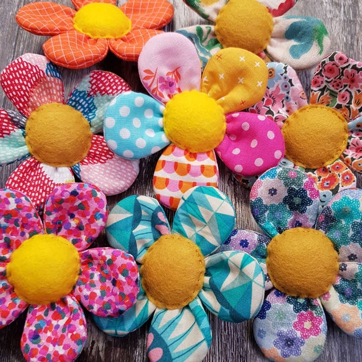 paper-and-string ltd - Wholesale Brooch - Handmade Fabric Flower Brooch (case of 16)1