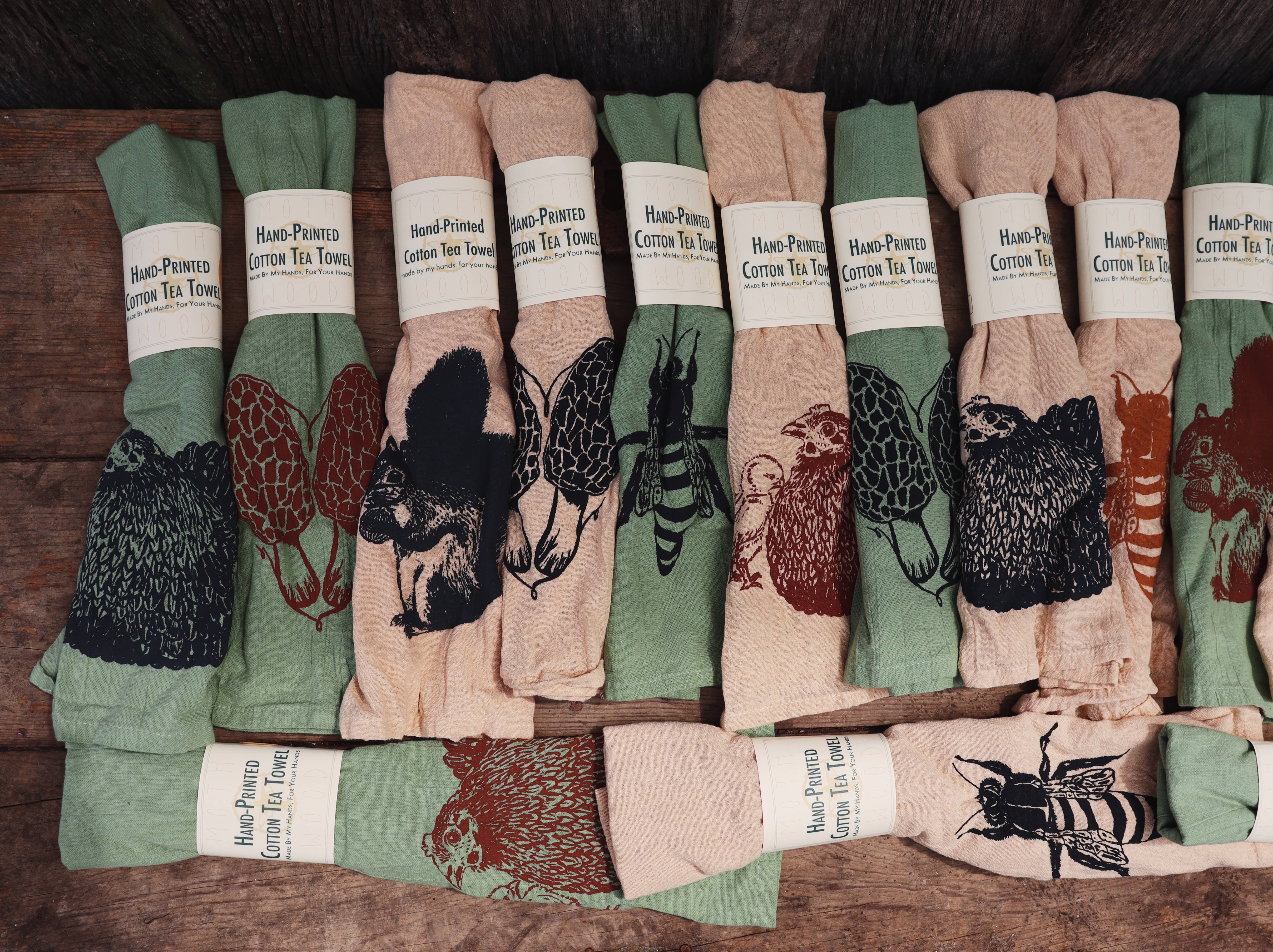 MOTH WOOD - Wholesale Tea Towel - Hand Screen Printed Cotton Tea Towels24