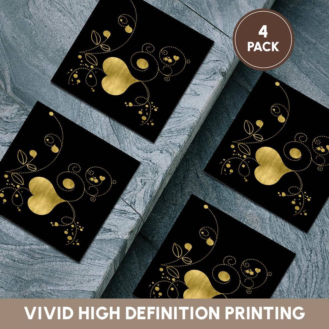 3dRose - Wholesale Coasters - 3dRose, Pretty Image Of Gold Heart and Flourish Illustration, Coaster5