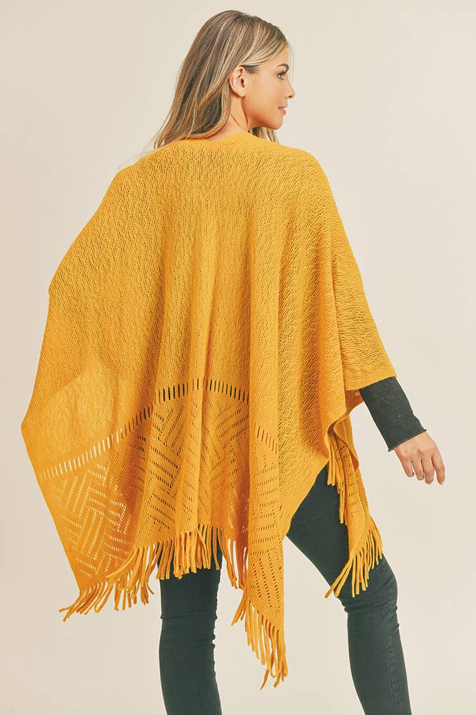 Hana - Wholesale Cardigan - Dames - Visgraat gebreide franje Ruana21