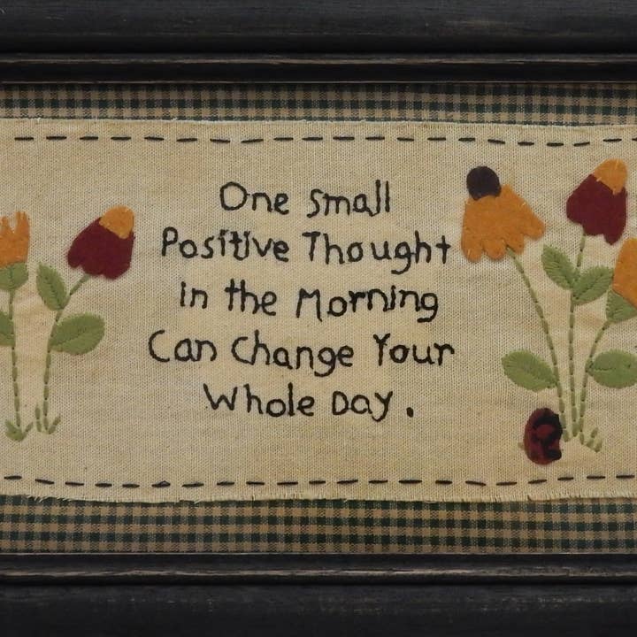 Stitchery Samples - One Positive Thought for wholesale by Green Pastures Wholesale