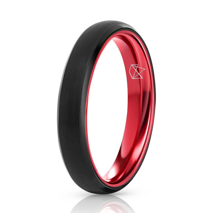 Black Tungsten Ring - Resilient Red - 4MM for wholesale by EMBR