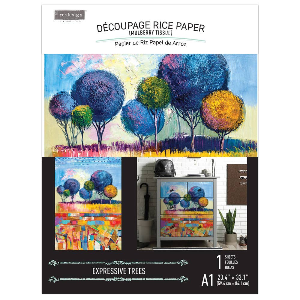 Redesign with Prima - Wholesale Craft Supplies - Redesign A1 Decoupage Rice Paper Expressive Trees 23"X33"3
