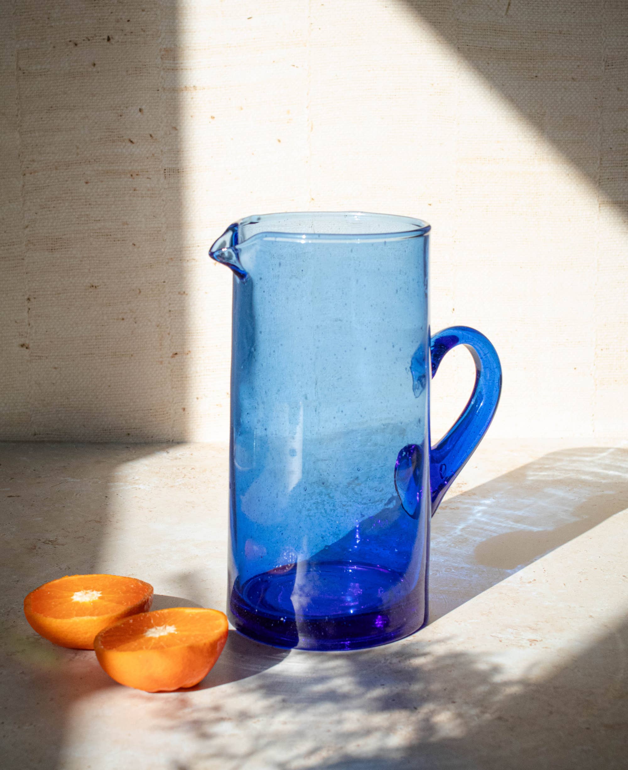 Maison Berber - Wholesale Jug - Recycled Moroccan Glass Beldi Water Jug - Blue